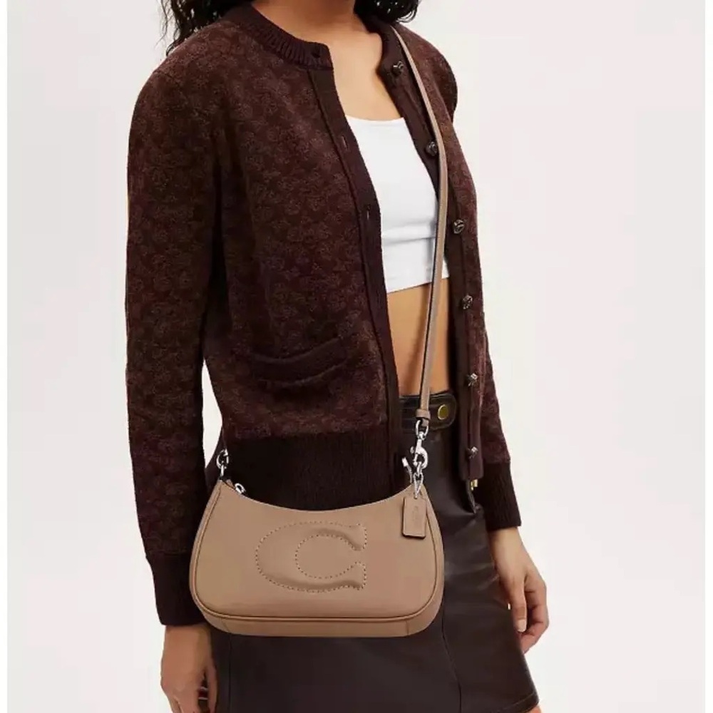 Coach Beige/Taupe Leather Shoulder Bag